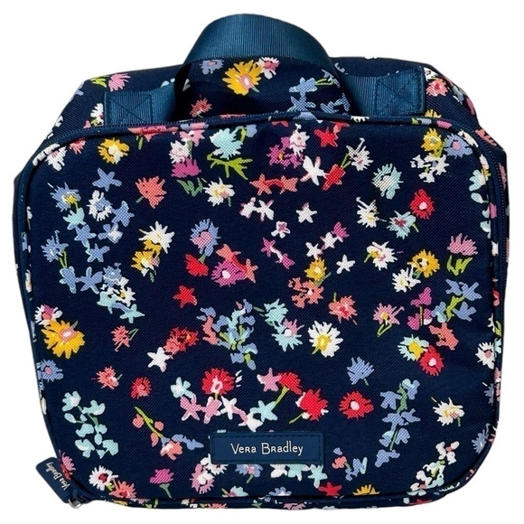 Vera Bradley Insulated Lunch Bag Scattered Wildflowers Navy/Pink/Yellow EUC - Picture 1 of 5